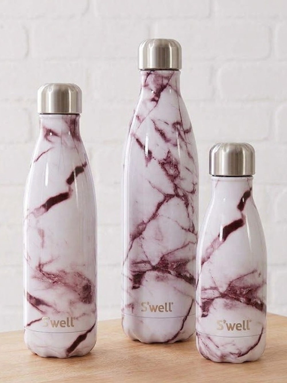 LIMITED EDITION S’well White Marble Water Bottle 750ml 25oz Stainless Steel Pink